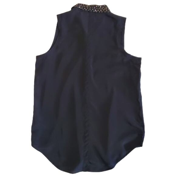 Rock & Republic Black Studded Sleeveless Button Front Top Large - Picture 3 of 7